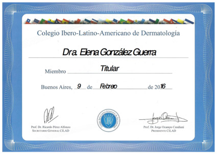 Miembro Titular del Colegio Ibero-Latino-Americano de Dermatologa (CILAD)