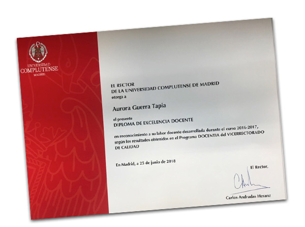 Diploma de Excelencia Docente 2016-2017 de la UCM